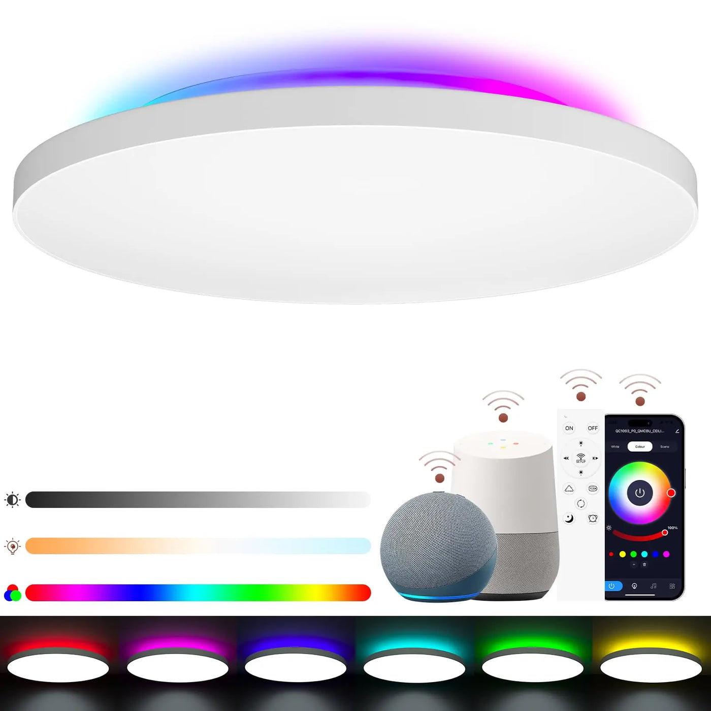 Smart LED Ceiling Light with RGB Backlight